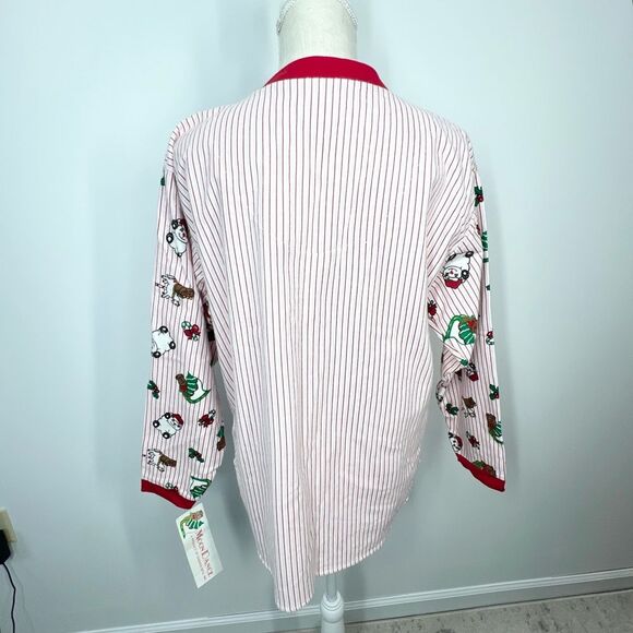 NWT VTG Moon Dance Christmas Teddy Bear Holly Candy Cane Striped Pajama Set M - Picture 5 of 12